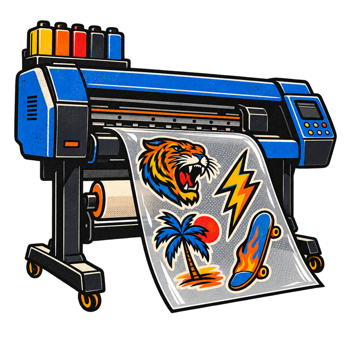 Commercial DTF printer producing vibrant custom heat transfers